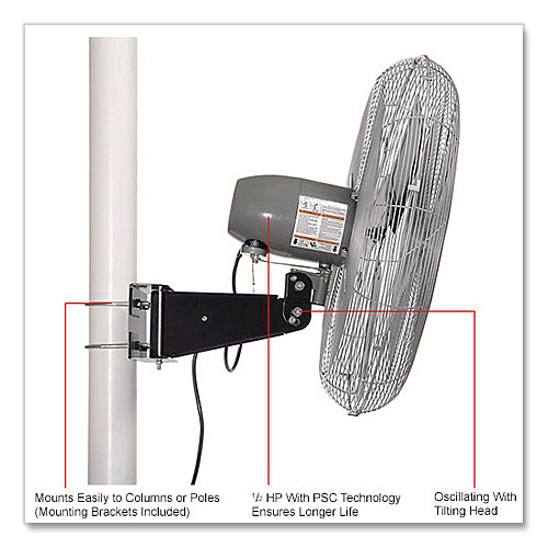 Global Industrial Deluxe Oscillating Fan, Pole or Column Mount, 30", 7,300 CFM, 1/2 hp (293158)