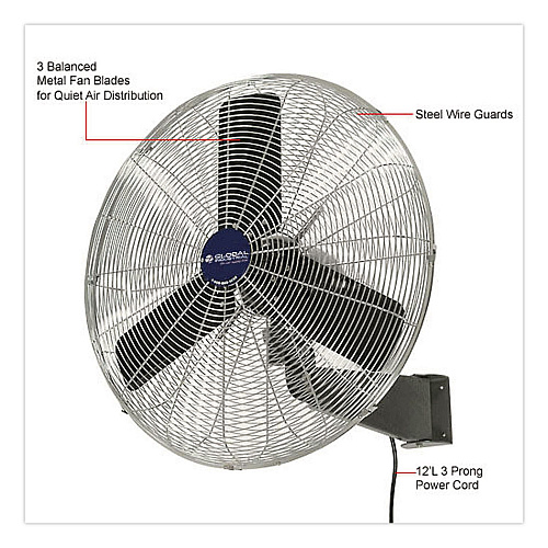 Global Industrial Oscillating Wall Mount Fan, 3 Speed, 24" (607050)