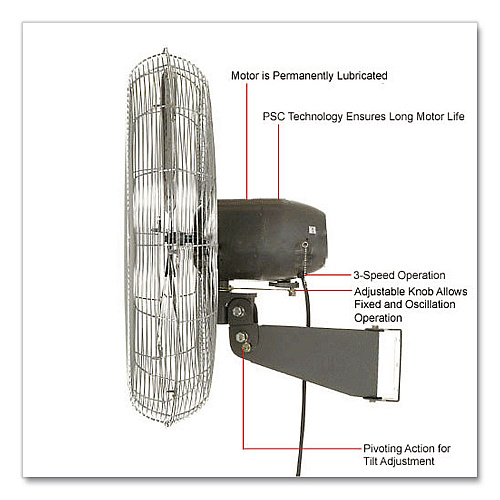 Global Industrial Oscillating Wall Mount Fan, 3 Speed, 24" (607050)