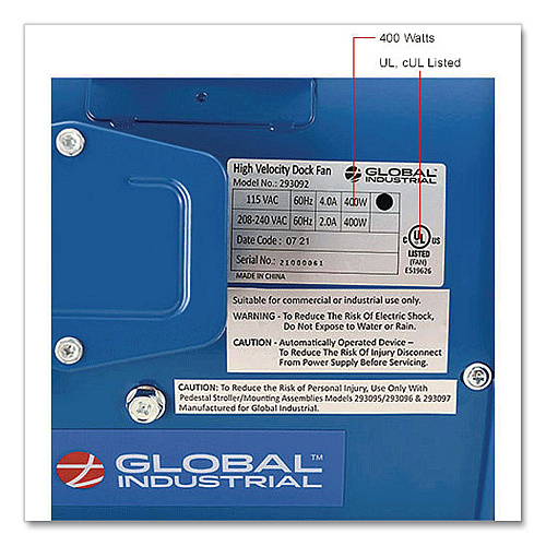 Global Industrial High Velocity Drum Fan with Yoke Mount, 14", Blue (293092)