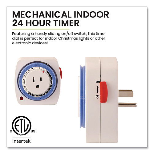 GoGreen Power AC Indoor Timer, Analog, 4 x 3, White (GG36011)
