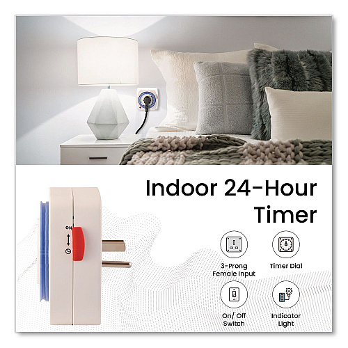 GoGreen Power AC Indoor Timer, Analog, 4 x 3, White (GG36011)