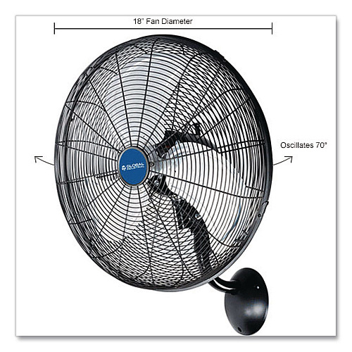 Global Industrial Industrial Wall Mounted Oscillating Fan, 18" (293129)