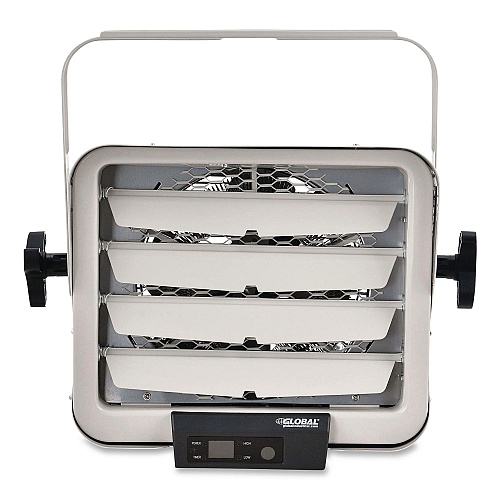 Global Industrial Unit Heater Horizontal Downflow with Remote, 4,700/7,500 W, 14.68 x 15 x 12.5, White (246726)