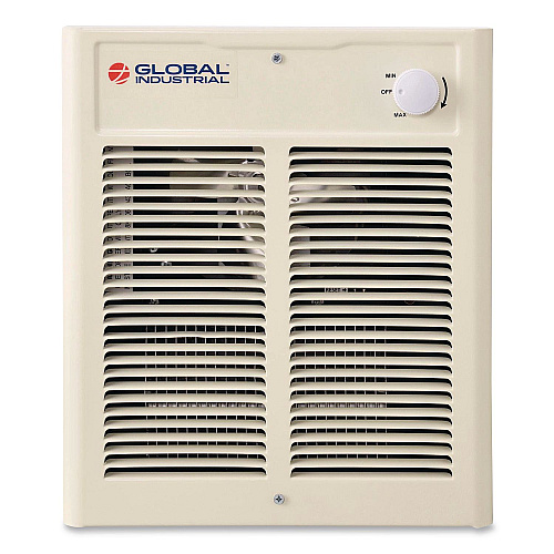 Global Industrial Fan Forced Wall Heater, Shaded Pole Motor, 1,500 W, 10.63 x 4.75 x 12.25, White (246744)