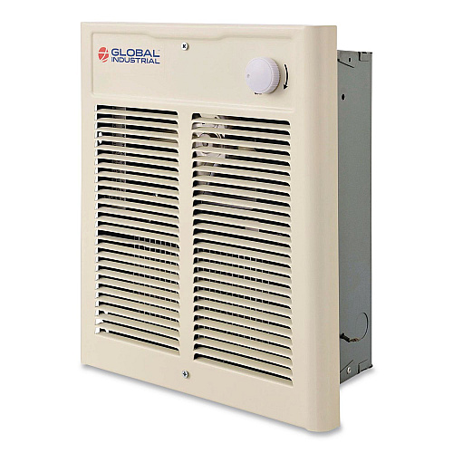 Global Industrial Fan Forced Wall Heater, Shaded Pole Motor, 1,500/2,000 W, 10.63 x 4.75 x 12.25, White (246745)
