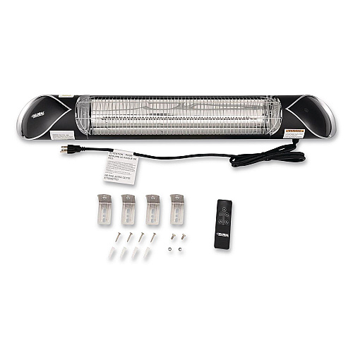 Global Industrial Infrared Patio Heater with Remote Control, 1,500 W, 35.38 x 5.13 x 3.5, Black (246718)