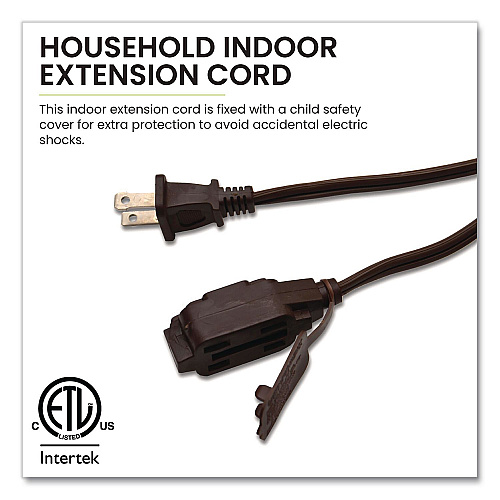 GoGreen Power Household Extension Cord, 20 ft, 13 A, Brown, 3/Pack (GG248203)