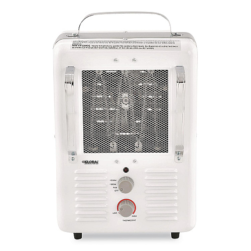 Global Industrial Portable Milkhouse Style Electric Heater, 1,500 W, 8 x 10.25 x 15.75, White (246098)