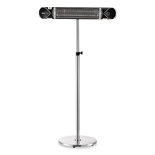 Global Industrial Infrared Patio Heater Free Standing with Remote Control, 1,500 W, 35.38 x 5.13 x 42 to 82, Black (246722)