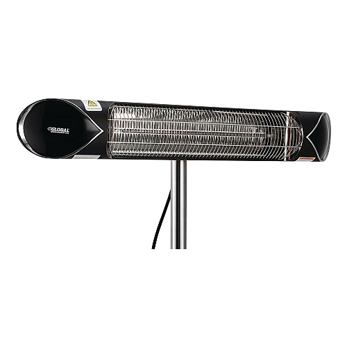 Global Industrial Infrared Patio Heater Free Standing with Remote Control, 1,500 W, 35.38 x 5.13 x 42 to 82, Black (246722)