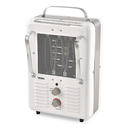 Global Industrial Portable Milkhouse Style Electric Heater, 1,500 W, 8 x 10.25 x 15.75, White (246098)