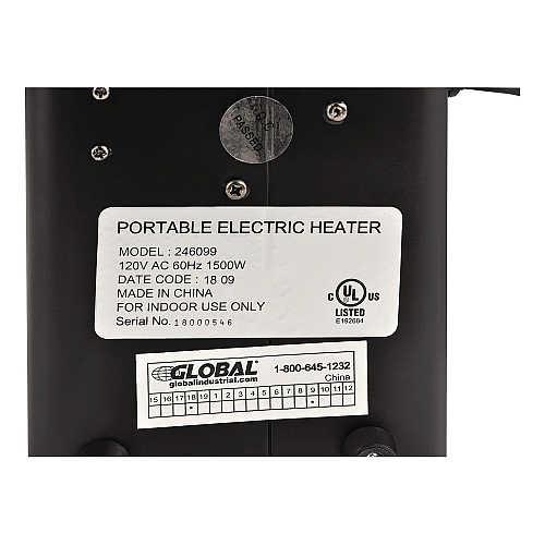 Global Industrial Portable Heater, 1,500 W, 5.31 x 7.12 x 4.93, Black (246099)