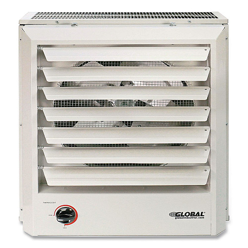 Global Industrial Unit Heater Horizontal or Vertical Downflow, Multi-Watt, 5,600 W/7,500 W, 19 x 8.5 x 21.43, White (246132)