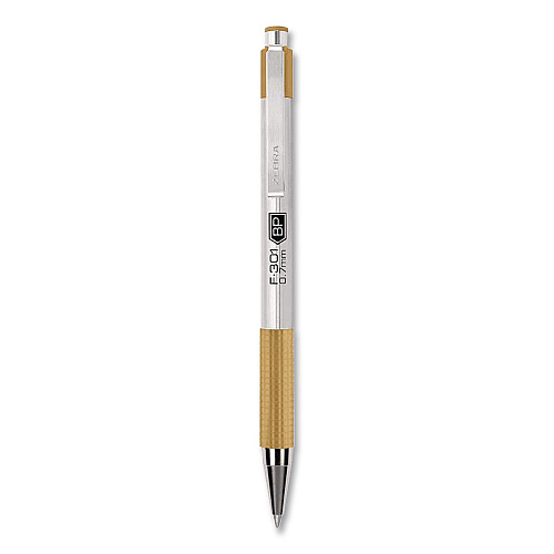 Zebra F-301 Signature Series Earthy Tones Ballpoint Pen, Retractable, Fine 0.7 mm, Black Ink, Sandstone Barrel, 4/Pack (27254)