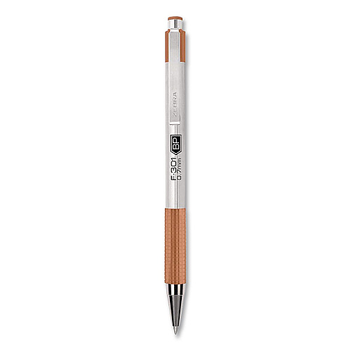 Zebra F-301 Signature Series Earthy Tones Ballpoint Pen, Retractable, Fine 0.7 mm, Black Ink, Terracotta Barrel, 4/Pack (27294)