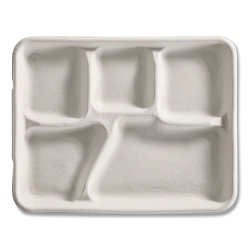 Chinet Savaday Molded Fiber Dinnerware, 5-Compartment Plate, Paper, 10.5" dia, White, 250/Carton (21040)