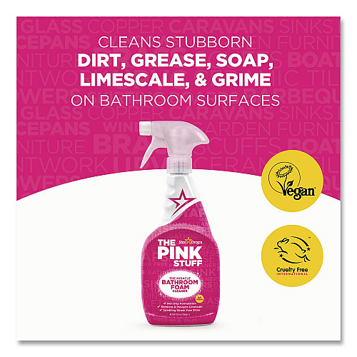 The Pink Stuff Bathroom Foam Cleaner, Fruity Scent, 25.4 oz Spray Bottle, 4/Carton (823787CT)