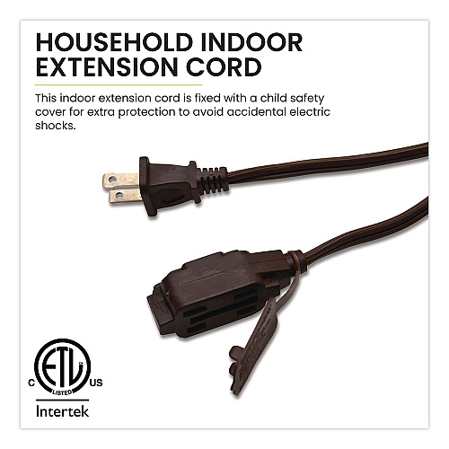 GoGreen Power Household Extension Cord, 15 ft, 13 A, Brown, 3/Pack (GG248153)