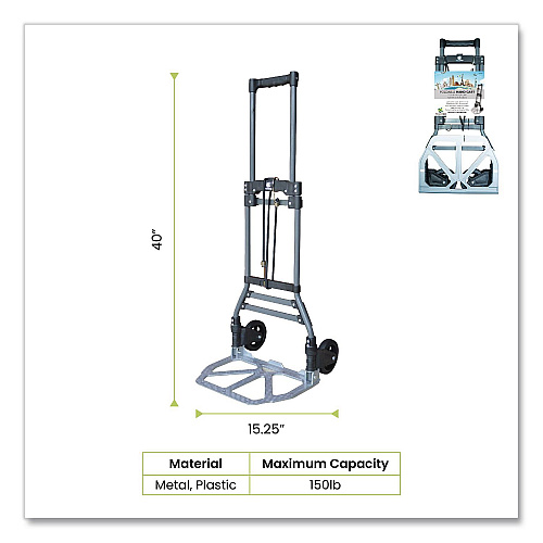 GoGreen Power Luggage Cart ,150 lbs Capacity, 40 x 15.25 x 16.5, Gray (TR1800)