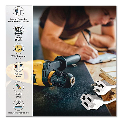 GoGreen Power 16 AWG Outdoor Extension Cord, 40 ft, 13 A, White (GG13740WH)