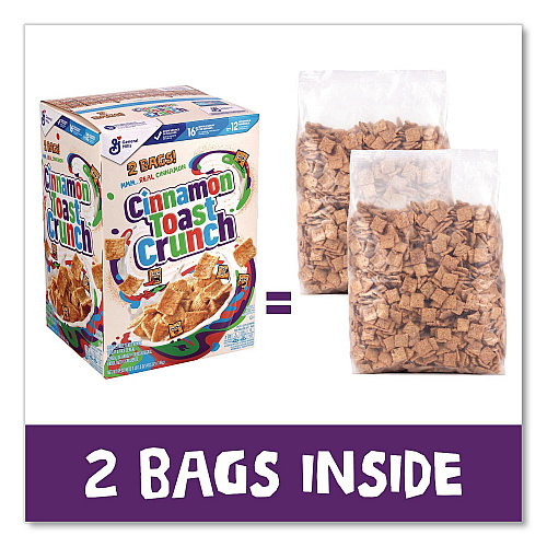 Cinnamon Toast Crunch Cereal, Cinnamon, 2 Bags/Box, 49.5 oz Box (22002621)