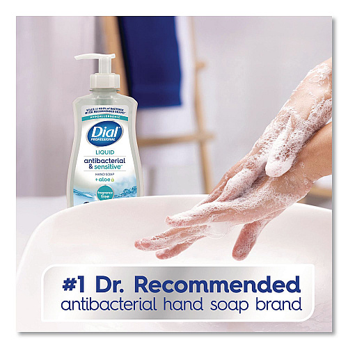 Dial Antibacterial and Sensitive Fragrance-Free Liquid Hand Soap, Unscented, 11 oz Pump Bottle (35476EA)