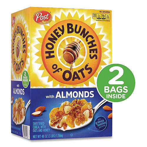 Post Honey Bunches of Oats with Almonds, 2 Bags/Box, 48 oz Box (22002622)