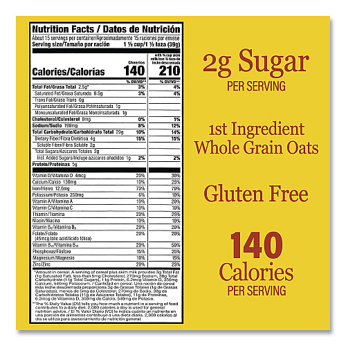 Cheerios Breakfast Cereal, 2 Bags/Box, 40.7 oz Box (22002623)