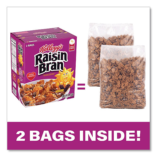 Kellogg's Raisin Bran Cereal, 2 Bags/Box, 76.5 oz Box (22002624)