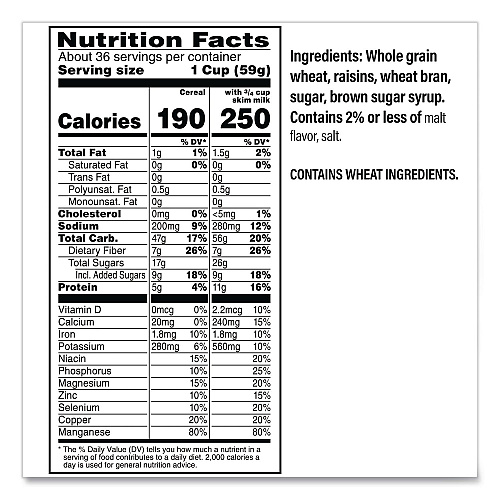 Kellogg's Raisin Bran Cereal, 2 Bags/Box, 76.5 oz Box (22002624)