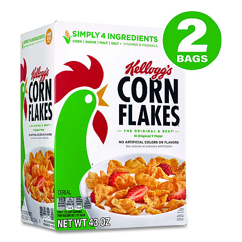 Kellogg's Corn Flakes Cereal,  2 Bags/Box,  43 oz Box (22002626)