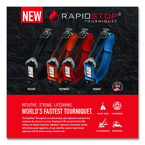 RAPIDSTOP Tourniquet, High-Strength Polymer/Nylon/Velcro, 1.5 x 7.5, Orange (RST101)