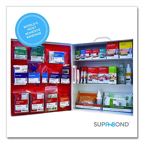 SUREFILL 100 Series Class A 3-Shelf First Aid Cabinet - Meds 100 Person, 576 Pieces, Metal Case (SF100AMT)