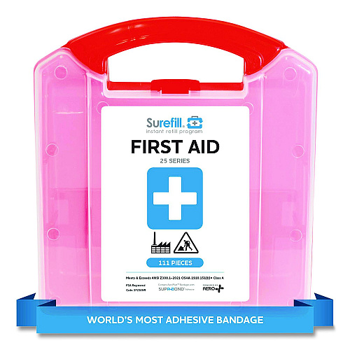SUREFILL 25 Series ANSI A+ First Aid Kit - Plastic Retail Case, 25 Person, 111 Pieces (SF25ANR)