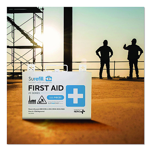 SUREFILL 25 ANSI 2021 A+ First Aid Kit with Metal Case, 111 Pieces (SF25AT)