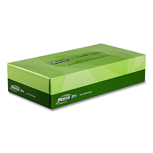 Marcal PRO 100% Recycled Convenience Pack Facial Tissue, 2-Ply, White, 100 Sheets/Box, 30/Carton (NP5701)