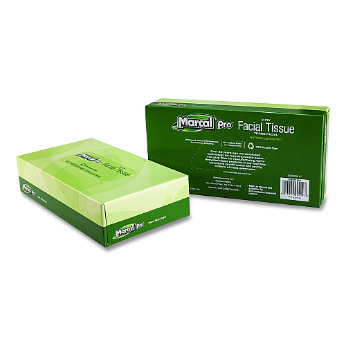 Marcal PRO 100% Recycled Convenience Pack Facial Tissue, 2-Ply, White, 100 Sheets/Box, 30/Carton (NP5701)