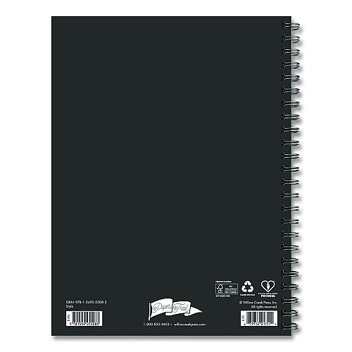Willow Creek Press Style Undated Journal, Edition, Medium/College Rule, Black/Gold Cover, (80) 8 x 6 Sheets (55083)