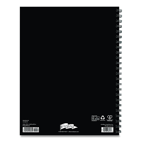 Willow Creek Press Budget Monthly Planner, 11 x 8.5, Black Cover, 12-Month, Undated (40324)