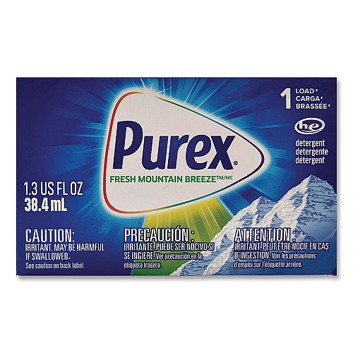 Purex Coin Vending Liquid Laundry Detergent, Fresh Mountain Breeze, 1.3 oz Vend Box, 100/Carton (2979551)