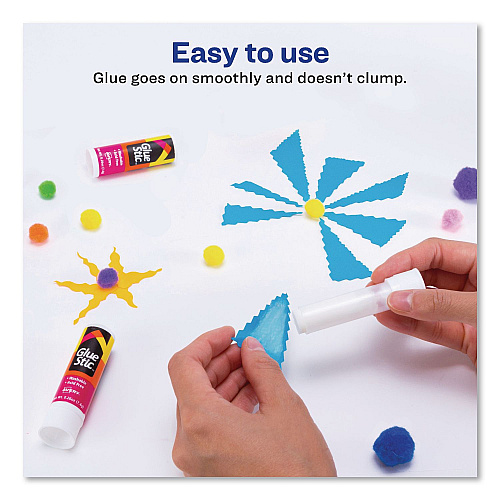 Avery Permanent Glue Stic, 0.26 oz, Applies White, Dries Clear, 3/Pack (00166PK)