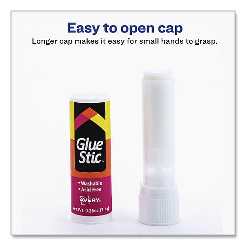 Avery Permanent Glue Stic, 0.26 oz, Applies White, Dries Clear, 3/Pack (00166PK)