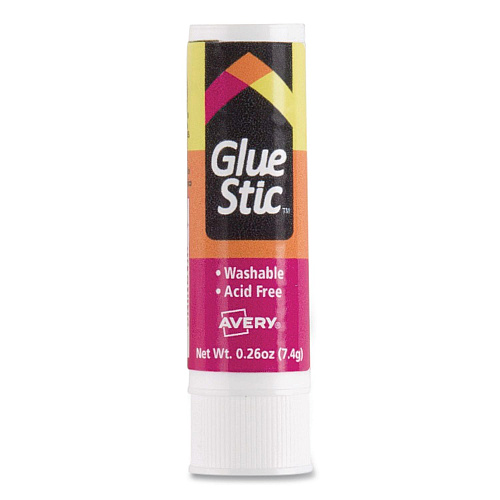 Avery Permanent Glue Stic, 0.26 oz, Applies White, Dries Clear, 3/Pack (00166PK)