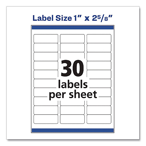Avery Easy Peel White Address Labels with Sure Feed Technology, Laser, 1 x 2.63, 30/Sheet, 100 Sheets/Pack, 5 Packs/Carton (5160CT)