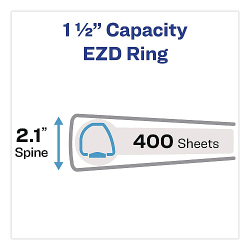 Avery Durable View Binder with DuraHinge and EZD Rings, 3 Rings, 1.5" Capacity, 11 x 8.5, White, 12/Carton (09401CT)
