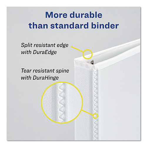 Avery Durable View Binder with DuraHinge and EZD Rings, 3 Rings, 1.5" Capacity, 11 x 8.5, White, 12/Carton (09401CT)