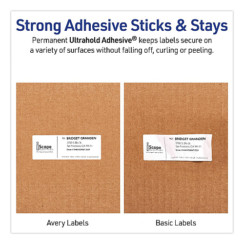 Avery Waterproof Film Address Labels with Sure Feed Technology. Laser, 1 x 2.63, White, 30/Sheet, 10 Sheets/Pack (15509)