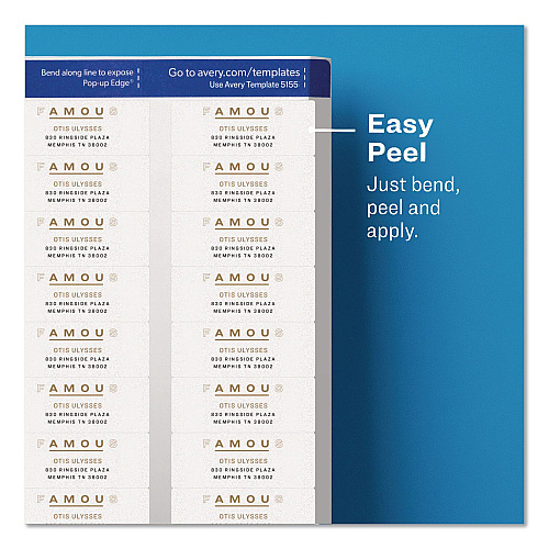 Avery Easy Peel Return Address Labels with Sure Feed Technology, Inkjet, 0.66 x 1.75, Matte Clear, 60/Sheet, 10 Sheets/Pack (18695)