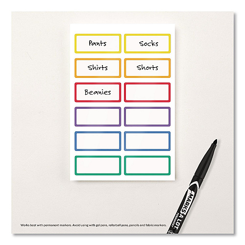 Avery No-Iron Fabric Labels, Rainbow Border, Handwrite Only, 0.75 x 1.75, White, 12/Sheet, 2 Sheets/Pack (40706)